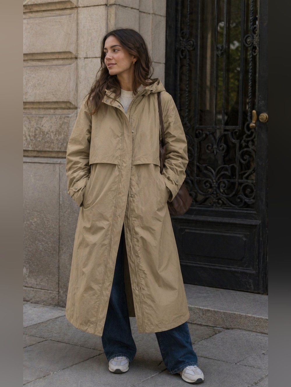 L.L. Bean Beige Women's Jacket with Lavender Hanger Accent